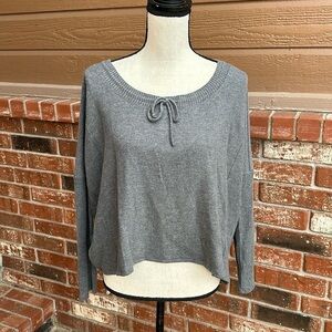 Calme by Johnny Was Tunnel Drawstring Cropped Sweater in Gray